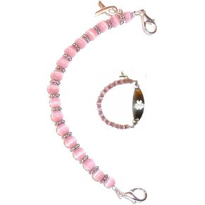 Hidden Hollow Beads Women's 6.5 or 5.5 inch Medical Alert ID Interchangeable Replacement Bracelet, Identification vital info tag Breast Cancer Awareness