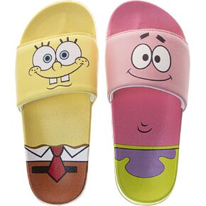 Spongebob Slide Open Toe Kids - Sponge Bob and Patrick Star Sandals SlipOn Slides for Boys and Girls Little Kid - Big Kid