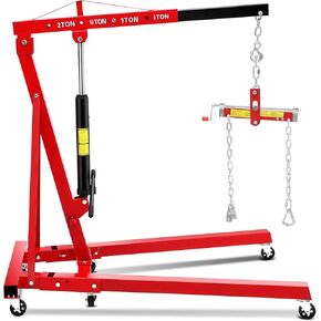 Engine Hoist Crane Cherry Picker with Leveler Stabilizer, 2 Ton(4400LB) Hydraulic Garage Shop Engine Lift Jack