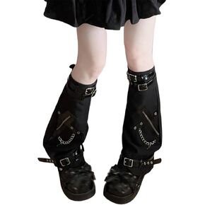 Sup-Coente Gothic Flare Leg Warmers for Women Punk Goth Steampunk Y2k Emo Grunge