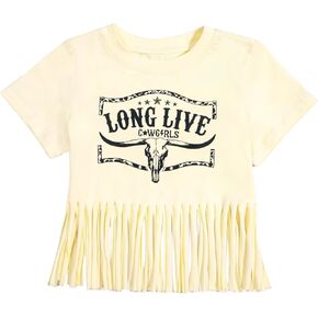 Girls Western Shirt Cowgirls Embroidered Country Concert T Shirt Graphic Horseback Rider Tassel Fringe Tee Tops
