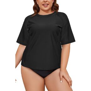 SHEKINI Women's Rash Guard Short Sleeve Swimsuits Top Plus Size UPF 50+ Swim Shirt Bathing Suits in Kuwait