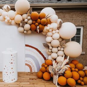 152PCS Fall Balloon Arch Kit Burnt Orange Balloons Terracotta Balloons Arch kit,Double Stuffed Rust Balloons, Thanksgiving Autumn Fall Birthday Party Decorations