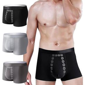 Men's Massage Boxer Briefs Sexy Breathable Stretch Graphene Underwear for Men