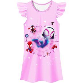 Girls Dress Gown Toddlers Casual Playwear Ruffle Sleeve Dresses 2-8Y