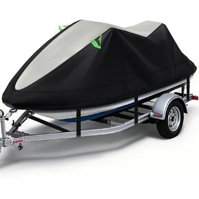 XYZCTEM Jet Ski Cover 3 Seater Waterproof for Yamaha, Seadoo Bombardier GTX, Kawasaki, Honda, UV Resistant Trailerable PWC Cover with Reflective Handles, Fit for 3 Seater Length 126'' to 135''