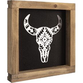 flangairy Cow Skull Wall Decor Western Sign, Wooden Southwestern Bathroom Art, Wood Rustic Home Table Decoration