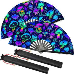 Maitys Large Folding Hand Silk Fans Chinese Handheld Tai Ji Fan for Men and Women, Festival, Line Dance, Kungfu, Martial Art, Gift(Mushroom Color)
