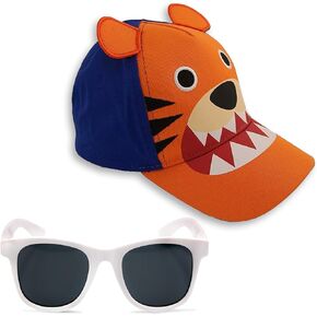 Toddler Boys Cotton Baseball Cap with Assorted Animal Critter Designs, Age 2-4 With sunglasses
