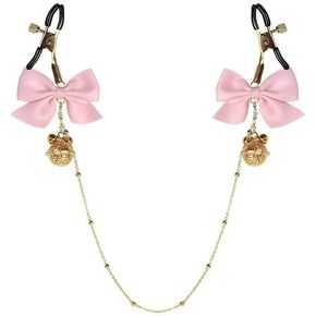 Nipple Clamp Chains Adjustable Pressure Bow Bells Non Piercing Body Jewelry for Women Stainless Steel Nipple Clips for Women Body Chains