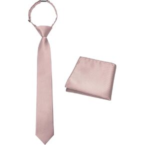 Rose Gold Boys Kids Tie and Pocket Square Set Pre-tied Adjustable Kids Necktie for Age 8-12 Wedding and School Graduation(7)