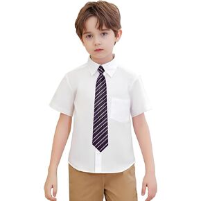Hi-Tie Striped Black Purple Boys Pre-Tied Tie and Handkerchief Set Adjustable Strap Ties for Kids School Uniform Graduation