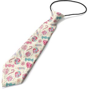 Toddler Size (Yummy Colorful Sweet Lollipop Candy) Pre-Tied Adjustable Novelty Necktie, Fashion Conversational Neck Strap Ties for Boys and Children, for Wedding Parties Events