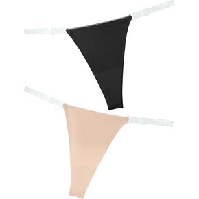 SEAUR Adjustable Clear Strap Underwear for Women Seamless Ice Silk Thong Panties Breathable Invisible No Show Briefs