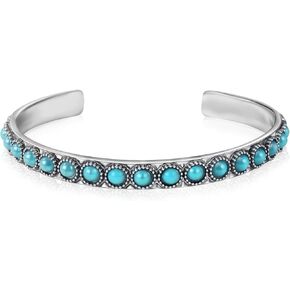 Vintage Turquoise Bracelet for Women, Synthetic Turquoise Cuff Bracelet Retro Rustic Bohemian Turquoise Bangle Cuff Jewelry for Cowgirl Gift
