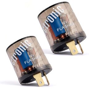 2PCS 12V Flasher Relay,Heavy Duty 2-Pin Turn Signal Relay Only for Repairing Halogen Bulb Frequent Flicker Problem,Two Prong Round Blinker Relays of Automotive Relays Car Accessories