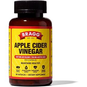 Bragg Apple Cider Cider Capsules مع فيتامين D والزنك - 90 كبسولات - يدعم الجهاز المناعي