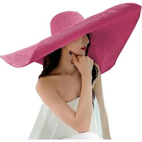 Oversized Beach Straw Hats for Women Extra Large Wide Brim Beach Hat Foldable Roll up Floppy Sun Hat Summer UV Protection
