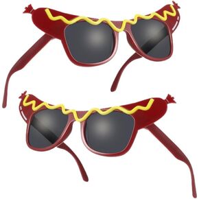 Homoyoyo 2pcs Hot Dog Sunglasses Funny Hot Dog Eyeglasses for Adults Holiday Birthday Carnival Masquerade Summer Party Decorations