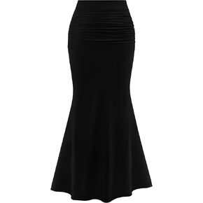 PRETTYGARDEN Women Fitted Mesh Mermaid Skirt 2025 Spring Summer Casual High Waisted Ruched Maxi Long Bodycon Going Out Skirts
