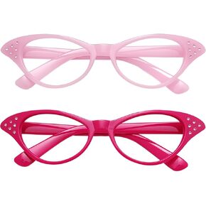 Cat Eye Glasses with Rhinestones Halloween Dress up Accessories Retro 50s 60s Party Costume Glasses