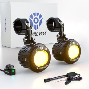 Future Eyes Motorcycle LED Fog Lights, 120W Auxiliary Driving Spotlight with 360° Swivel, High/Low Beam, Waterproof Off-Road Lights for Night Riding, ATV, Dirtbike, UTV, and Motorcycle Headlights