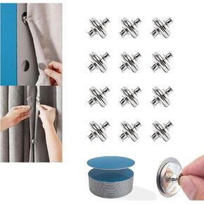 24pcs Premium Curtain Magnet Clips, Strong Hold, Stylish Back Tacks & Buckles, Curtain Buckle with Self-Adhesive Patches,No-Drill Wall Adhesive Side Keepers - Enhance Home, Bedroom & Office Draperies