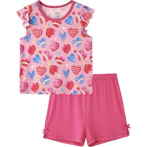 Toddler Girl Sets Sleeveless Top and Shorts Playwear Viscose from Bamboo Soft Clothes Summer Two-Piece Outfit 2T-5T