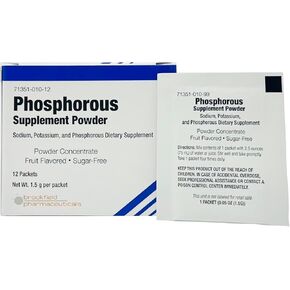 Phosphorus Supplements 12 Packets, Dietary Supplements Powder with Sodium Phosphate and Potassium Phosphate, Fruit Flavored Phosphorous Supplement Powder for Electrolyte, Bone Health & Kidney Health