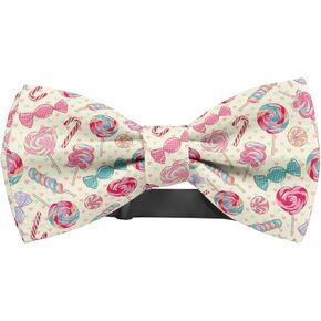 Adjustable Pre-tied bow tie for toddler Boys (Yummy Colorful Sweet Lollipop Candy Pattern) Elegant Cute Bowties for Dogs Cats Pets