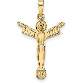 14k Yellow Gold Polished Solid Risen Christ Pendant 23 mm x 17 mm