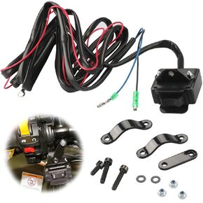 Universal 12V Winch Switch Kit for ATV/UTV Compatible with Polaris, Warn, Badlands, Arctic Cat, Champion, KFI, Ramsey, Includes Toggle/Rocker/Thumb Switch, Handlebar Mount & Bracket
