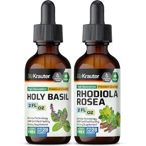 Bio Krauter Holy Basil Tincture 2 Fl. أوز. & Rhodiola Rosea tincture 2 fl. أوز.