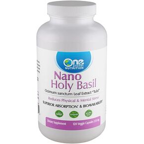 Nano Holy Basil 500 mg Veggie Capsules (120 Servings), Ocimum Sanctum Extract, Nano for Enhanced Absorption, Supports Stress Balance and Immune Health, Non-GMO, Vegan, Gluten-Free