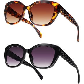 LADEESSE Reading Sunglasses for Women - Stylish Bifocal Sunglasses with Readers Built-in - UV400 Protection - 2 Pack+2.0 in Saudi Arabia