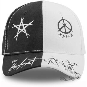 Unisex Black & White Graffiti Baseball Cap - Hip Hop, Gothic, Punk Rock Streetwear Snapback Hat - Adjustable Trendy Funny Hat