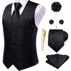 Hi-Tie Mens Suit Sits و Tie Ste Tie Bin Pin Clip Clip Paisley Floral Casual Tuxedo Party Party Party