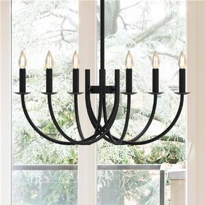 Round Black Chandeliers, Modern Candle Hanging Lights, LED Pendant Lighting Ceiling for Dining Room Bedroom Kitchen Island Farmhouse Living Room (Black-A 9Lights) in Saudi Arabia