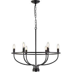 XILICON Black Larger Chandelier 24 Lights Industrial Vintage Ceiling Hanging Light Fixture Modern Candle Industrial Round Iron Chandeliers Wagon Wheel Chandelier Lighting for Dining Room Living Room