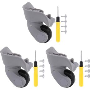 3Pcs Universal Swivel Wheel Right (Small) Suitcase Wheel (3R) 115W Series W041 Wheel Replacement Gray