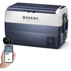 BODEGACOOLER 12 Volt Car Refrigerator,53 Quart Portable Car Freezer Fridge Bluetooth Control,(50L) -4℉-68℉ Electric Cooler 12/24V DC and 100-240V AC for Travel,Camping,RV,Boat Road Trip Tailgating