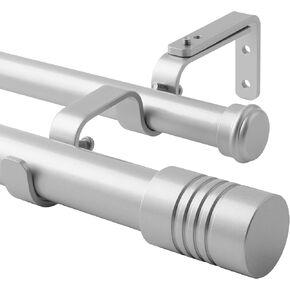Creatyi 1 Inch Heavy Duty Double Curtain Rods 32 to 129 Inch Adjustable Double Curtain Rods for Windows for Bedroom Living Room Kitchen Study Office (Silver)