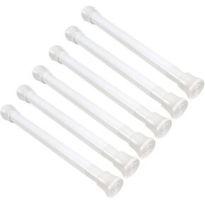 KXLife 6 Pack Tension Curtain Rod, Adjustable Spring Curtain Rod No Drilling, Spring Loaded Curtain Rods for Window,16-28", White