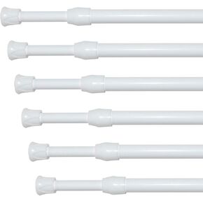 Kxlife 6 Pack Telect Curtain Rod ، قضيب الستار القابل للتعديل No Drilling ، قضبان ستارة محملة للنافعة للنافذة ، 16-28 "، أبيض in Kuwait