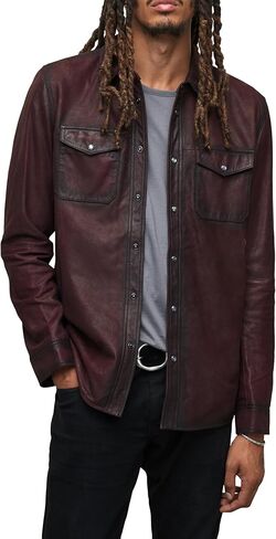John Varvatos Men's Lionell Leather Shirt Jacket in Saudi Arabia