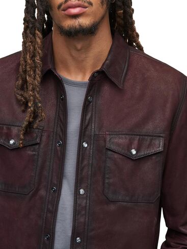 John Varvatos Men's Lionell Leather Shirt Jacket in Saudi Arabia