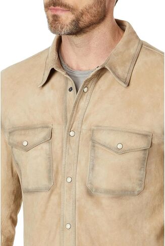 John Varvatos Men's Lionell Leather Shirt Jacket in Saudi Arabia