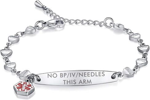 Mnmoom Love Heart Medical Alert Bracelets for Women 6.5-8 Inch قابلة للتعديل أساور المعرف الطبي القابل للتعديل in Kuwait