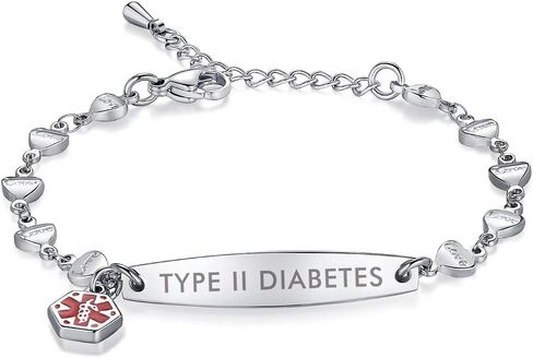 Mnmoom Love Heart Medical Alert Bracelets for Women 6.5-8 Inch قابلة للتعديل أساور المعرف الطبي القابل للتعديل in Kuwait