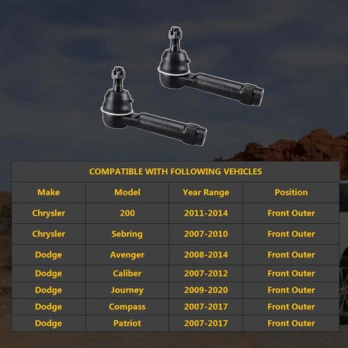 2PC الأمامية الخارجية لربطة الرصيف الطرفية eS800408 ل Dodge Journey 2009-2020 ، Avenger 2008-2014 ، Caliber 2007-2012. in Kuwait